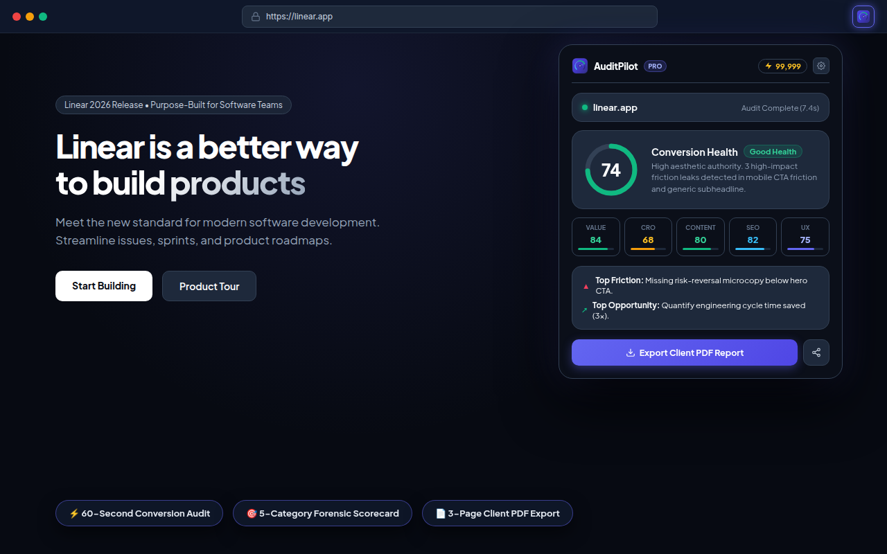 AuditPilot active audit score dashboard